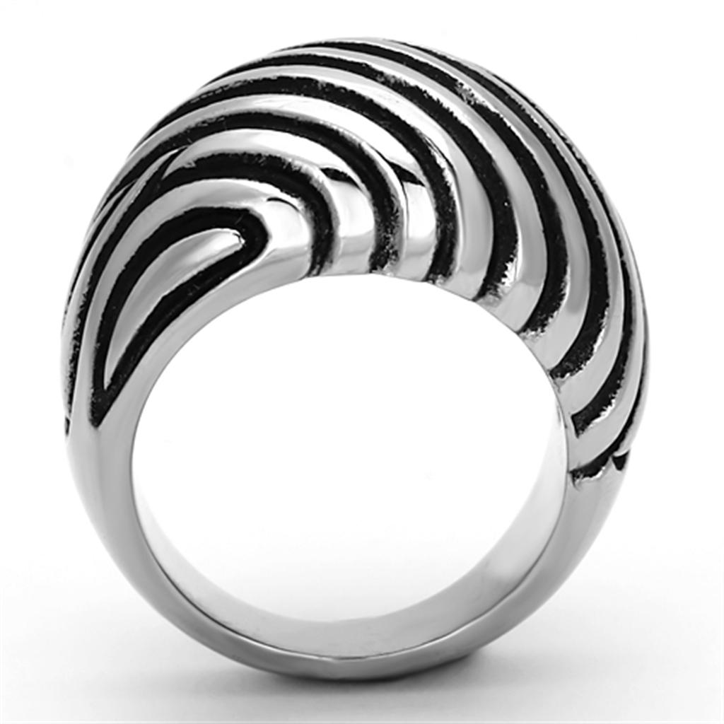 High polished (no plating) Stainless Steel Ring with Epoxy  in Jet