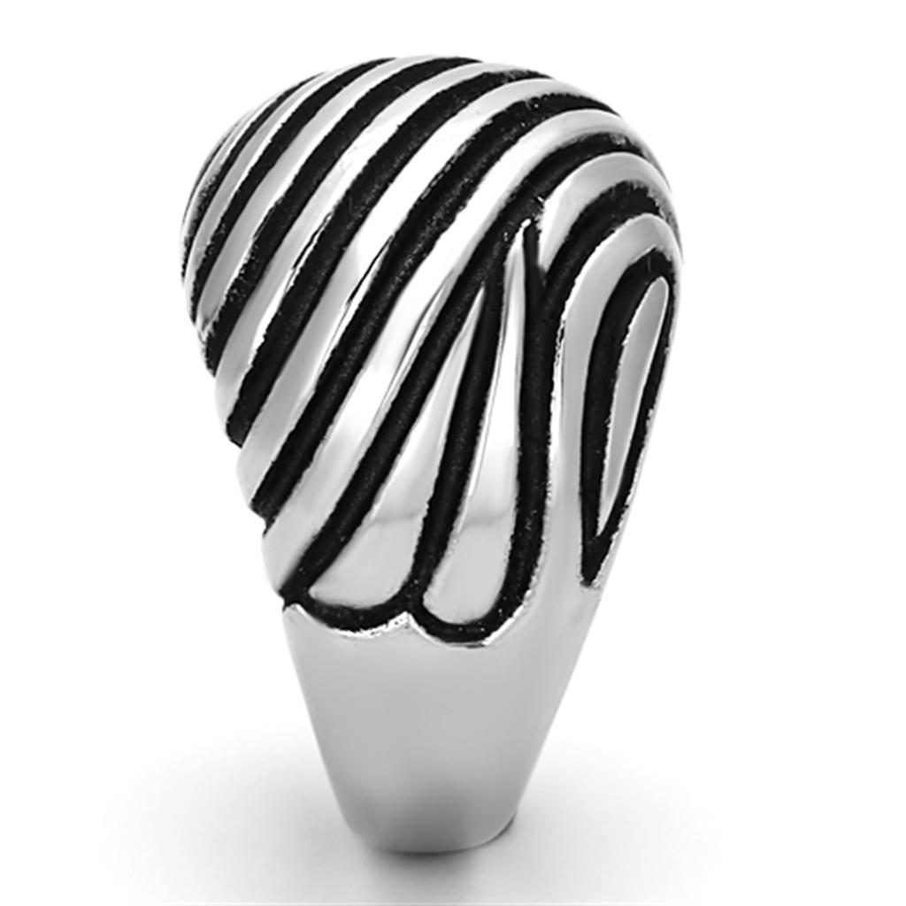 High polished (no plating) Stainless Steel Ring with Epoxy  in Jet
