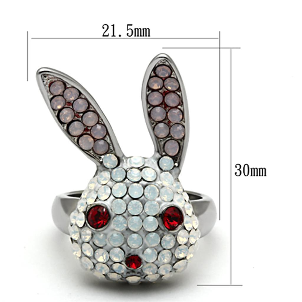 High polished (no plating) Stainless Steel Ring with Top Grade Crystal  in Multi Color