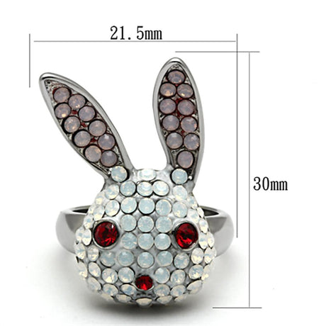 High polished (no plating) Stainless Steel Ring with Top Grade Crystal  in Multi Color