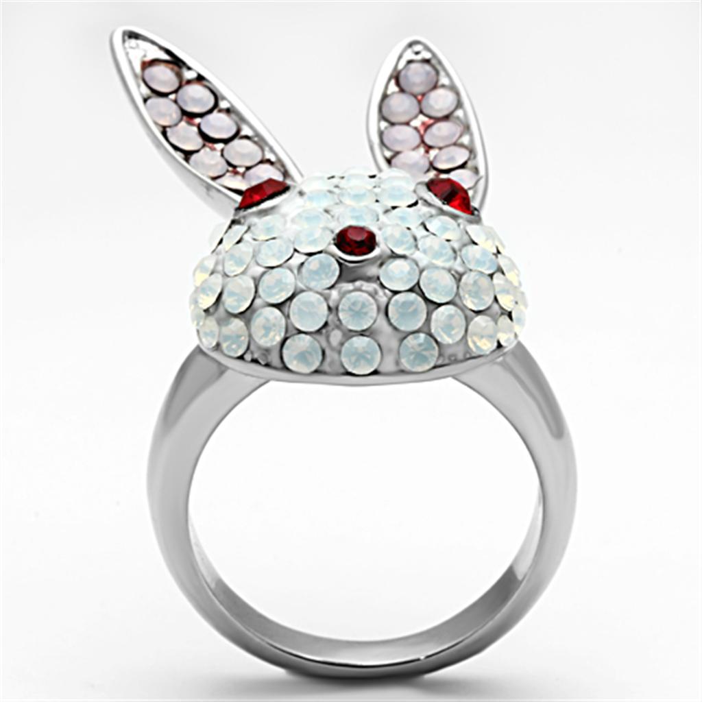 High polished (no plating) Stainless Steel Ring with Top Grade Crystal  in Multi Color