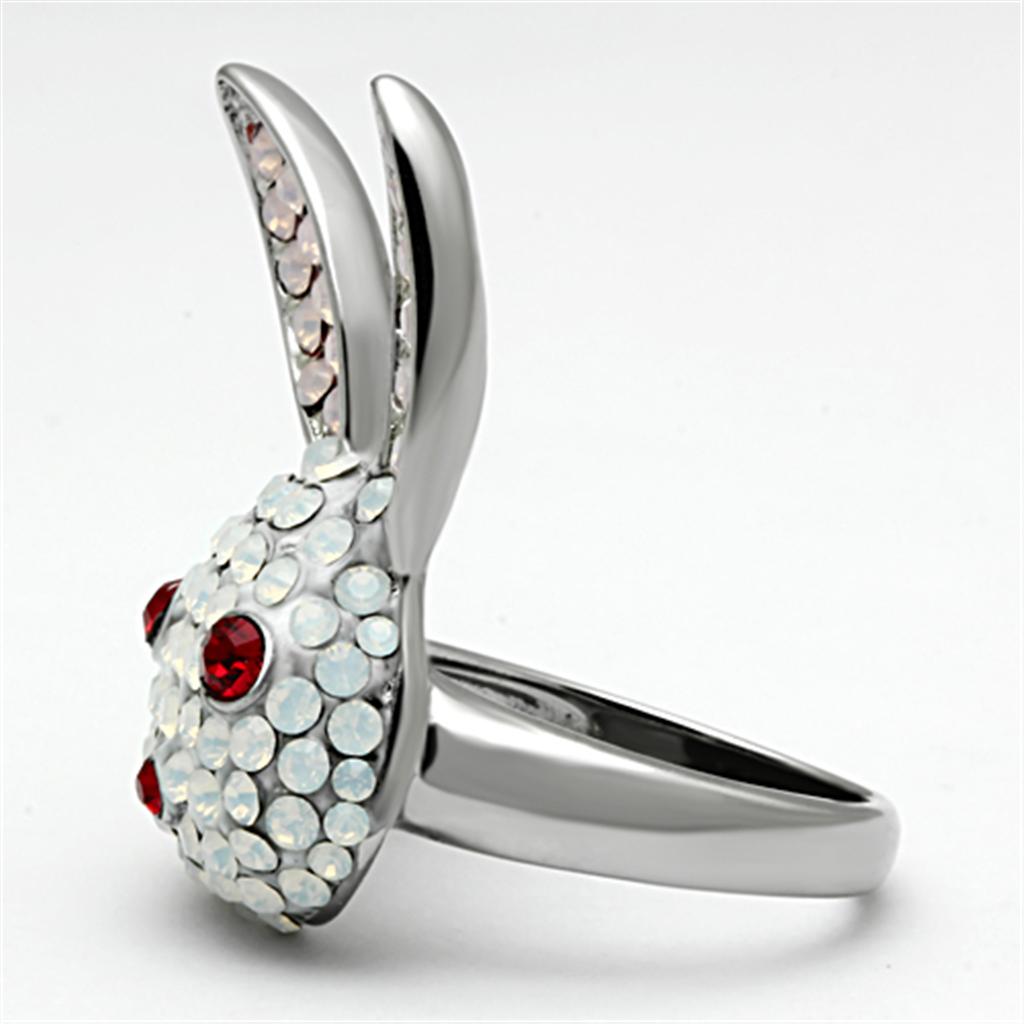 High polished (no plating) Stainless Steel Ring with Top Grade Crystal  in Multi Color