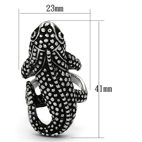High polished (no plating) Stainless Steel Ring with Top Grade Crystal  in Jet