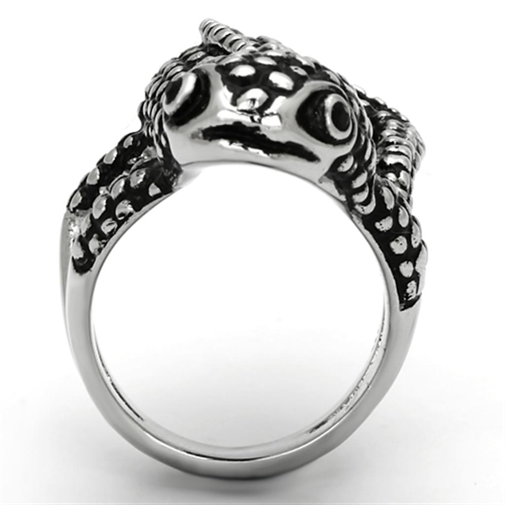 High polished (no plating) Stainless Steel Ring with Top Grade Crystal  in Jet