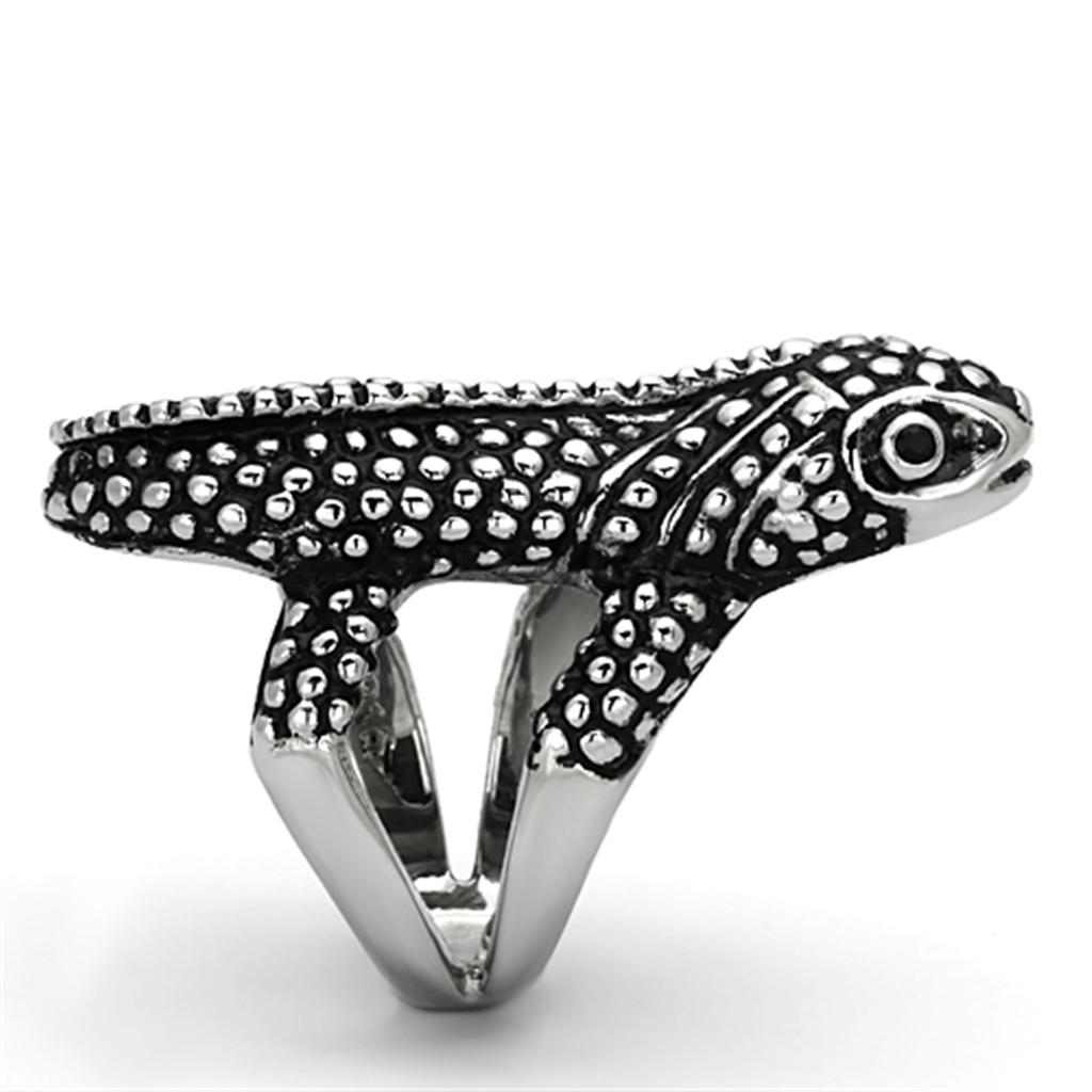 High polished (no plating) Stainless Steel Ring with Top Grade Crystal  in Jet