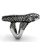 High polished (no plating) Stainless Steel Ring with Top Grade Crystal  in Jet