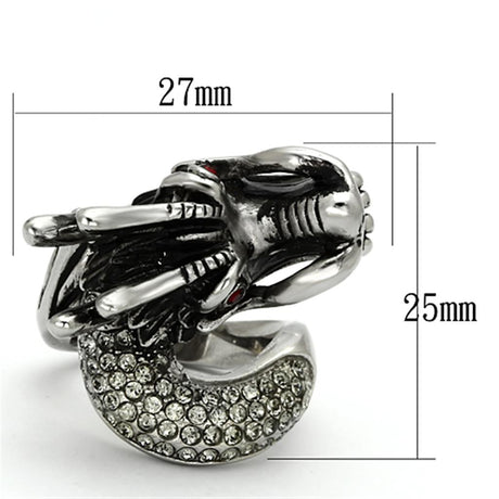 High polished (no plating) Stainless Steel Ring with Top Grade Crystal  in Siam