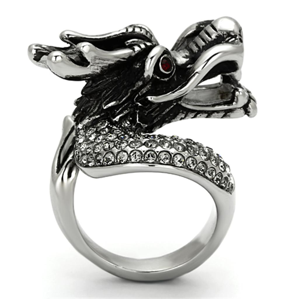 High polished (no plating) Stainless Steel Ring with Top Grade Crystal  in Siam