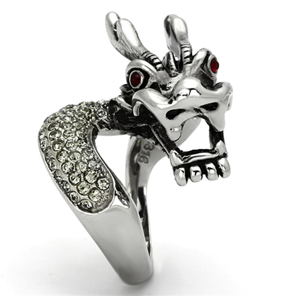 High polished (no plating) Stainless Steel Ring with Top Grade Crystal  in Siam