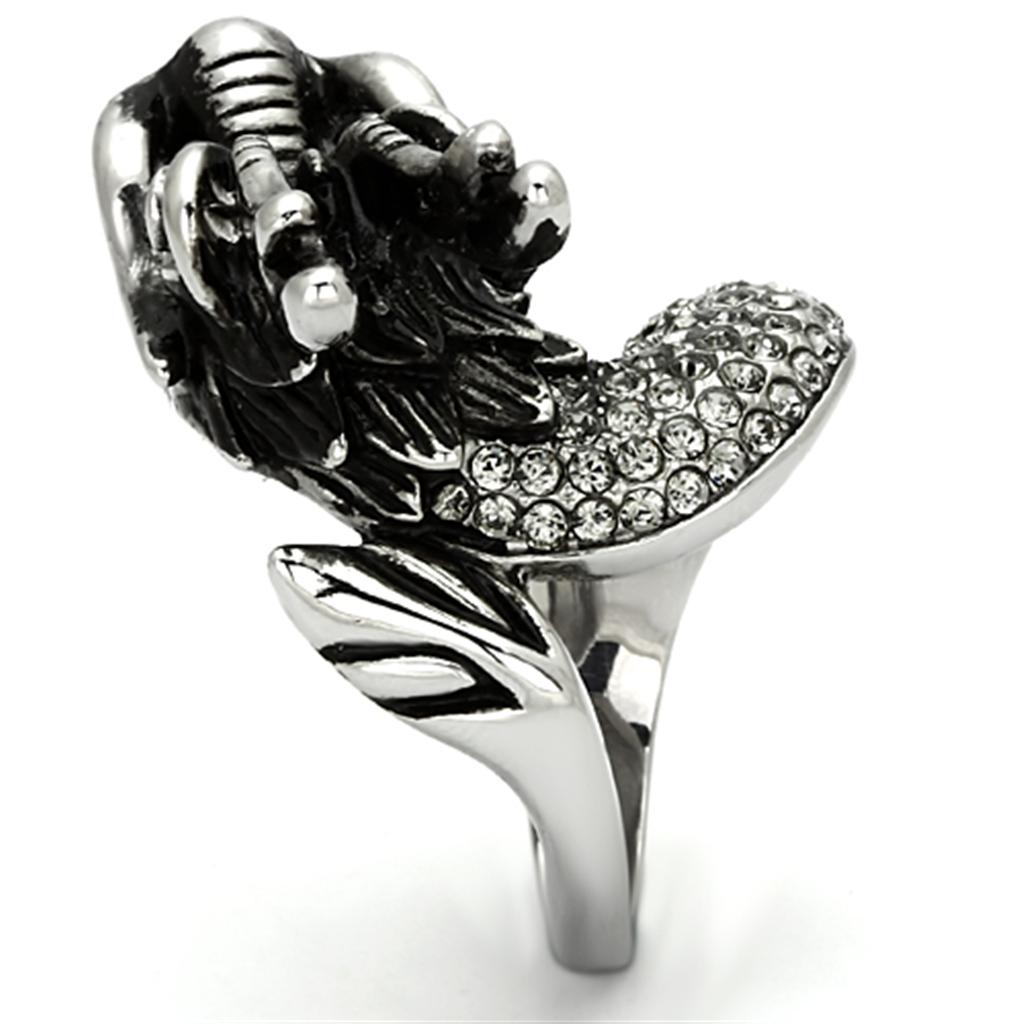 High polished (no plating) Stainless Steel Ring with Top Grade Crystal  in Siam