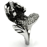 High polished (no plating) Stainless Steel Ring with Top Grade Crystal  in Siam