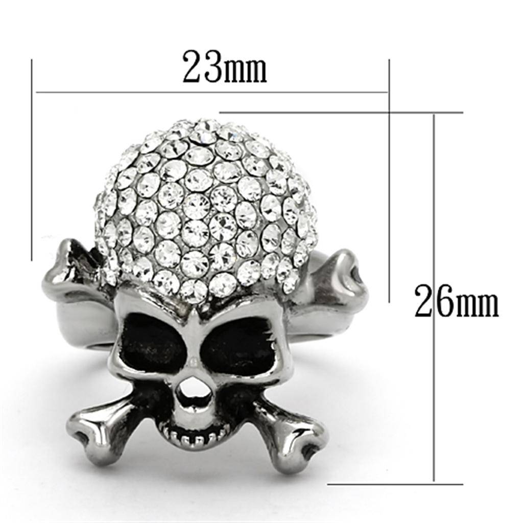 High polished (no plating) Stainless Steel Ring with Top Grade Crystal  in Clear