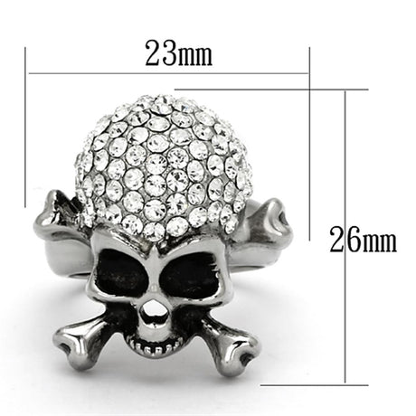 High polished (no plating) Stainless Steel Ring with Top Grade Crystal  in Clear
