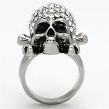 High polished (no plating) Stainless Steel Ring with Top Grade Crystal  in Clear