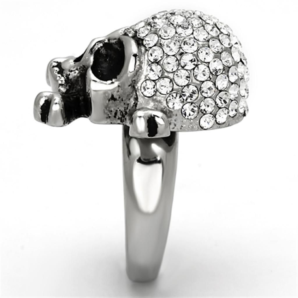 High polished (no plating) Stainless Steel Ring with Top Grade Crystal  in Clear