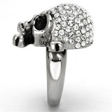 High polished (no plating) Stainless Steel Ring with Top Grade Crystal  in Clear