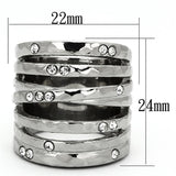 High polished (no plating) Stainless Steel Ring with Top Grade Crystal  in Clear