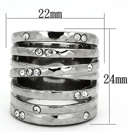 High polished (no plating) Stainless Steel Ring with Top Grade Crystal  in Clear