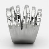 High polished (no plating) Stainless Steel Ring with Top Grade Crystal  in Clear