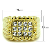 IP Gold(Ion Plating) Stainless Steel Ring with Top Grade Crystal  in Clear