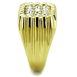 IP Gold(Ion Plating) Stainless Steel Ring with Top Grade Crystal  in Clear