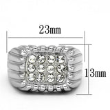 High polished (no plating) Stainless Steel Ring with Top Grade Crystal  in Clear