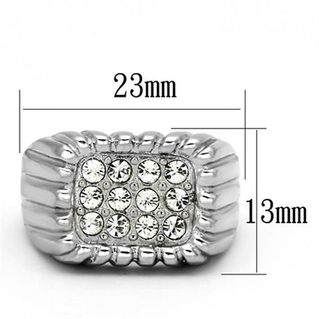 High polished (no plating) Stainless Steel Ring with Top Grade Crystal  in Clear