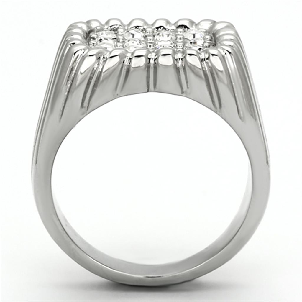 High polished (no plating) Stainless Steel Ring with Top Grade Crystal  in Clear