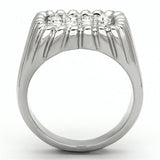 High polished (no plating) Stainless Steel Ring with Top Grade Crystal  in Clear