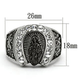 High polished (no plating) Stainless Steel Ring with Top Grade Crystal  in Clear