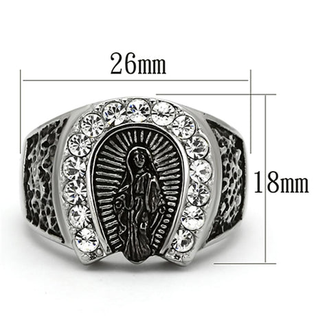 High polished (no plating) Stainless Steel Ring with Top Grade Crystal  in Clear