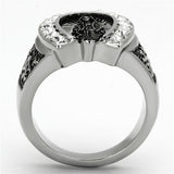 High polished (no plating) Stainless Steel Ring with Top Grade Crystal  in Clear