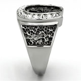 High polished (no plating) Stainless Steel Ring with Top Grade Crystal  in Clear