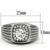 High polished (no plating) Stainless Steel Ring with AAA Grade CZ  in Clear