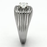 High polished (no plating) Stainless Steel Ring with AAA Grade CZ  in Clear
