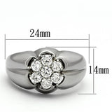 High polished (no plating) Stainless Steel Ring with AAA Grade CZ  in Clear