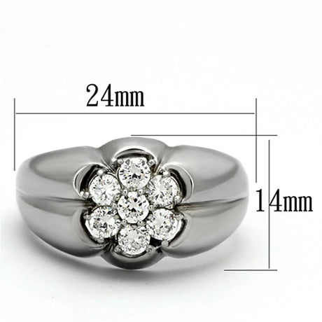 High polished (no plating) Stainless Steel Ring with AAA Grade CZ  in Clear