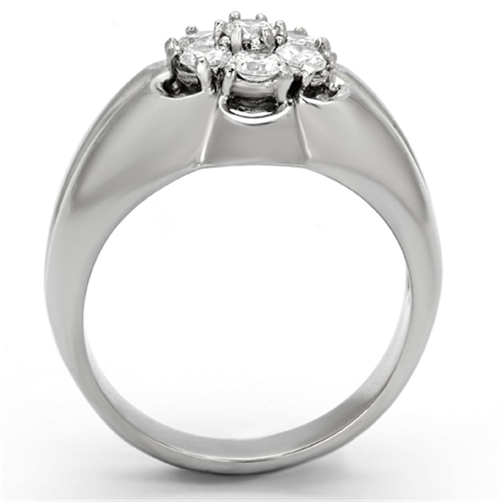High polished (no plating) Stainless Steel Ring with AAA Grade CZ  in Clear