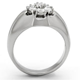 High polished (no plating) Stainless Steel Ring with AAA Grade CZ  in Clear