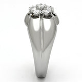 High polished (no plating) Stainless Steel Ring with AAA Grade CZ  in Clear