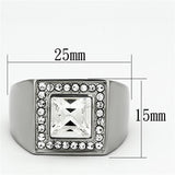 High polished (no plating) Stainless Steel Ring with Top Grade Crystal  in Clear