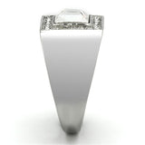High polished (no plating) Stainless Steel Ring with Top Grade Crystal  in Clear