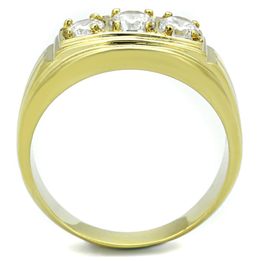 IP Gold(Ion Plating) Stainless Steel Ring with AAA Grade CZ  in Clear