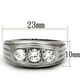 High polished (no plating) Stainless Steel Ring with AAA Grade CZ  in Clear