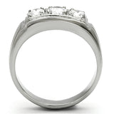 High polished (no plating) Stainless Steel Ring with AAA Grade CZ  in Clear