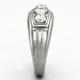High polished (no plating) Stainless Steel Ring with AAA Grade CZ  in Clear