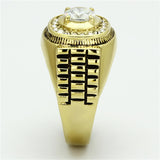 IP Gold(Ion Plating) Stainless Steel Ring with AAA Grade CZ  in Clear