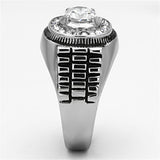High polished (no plating) Stainless Steel Ring with AAA Grade CZ  in Clear