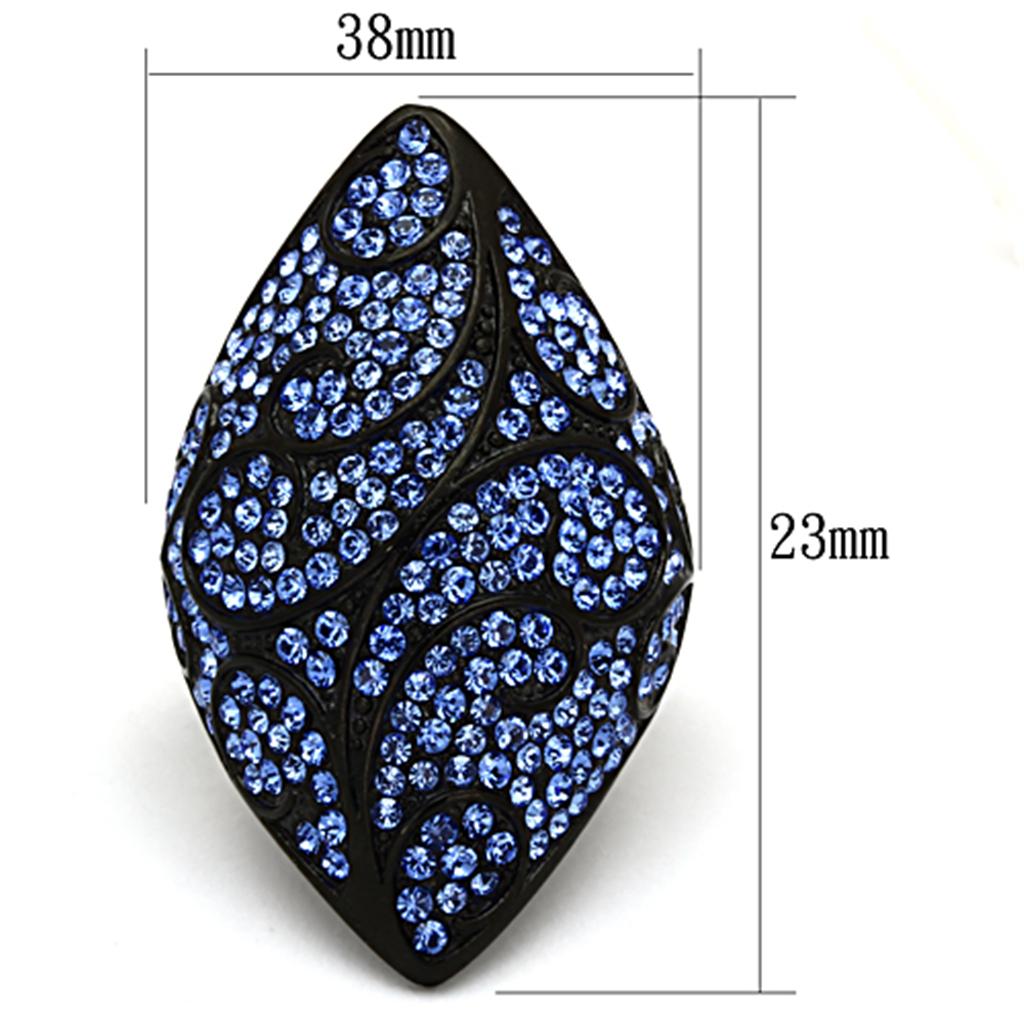 IP Black(Ion Plating) Stainless Steel Ring with Top Grade Crystal  in Sapphire