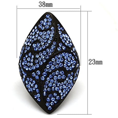 IP Black(Ion Plating) Stainless Steel Ring with Top Grade Crystal  in Sapphire